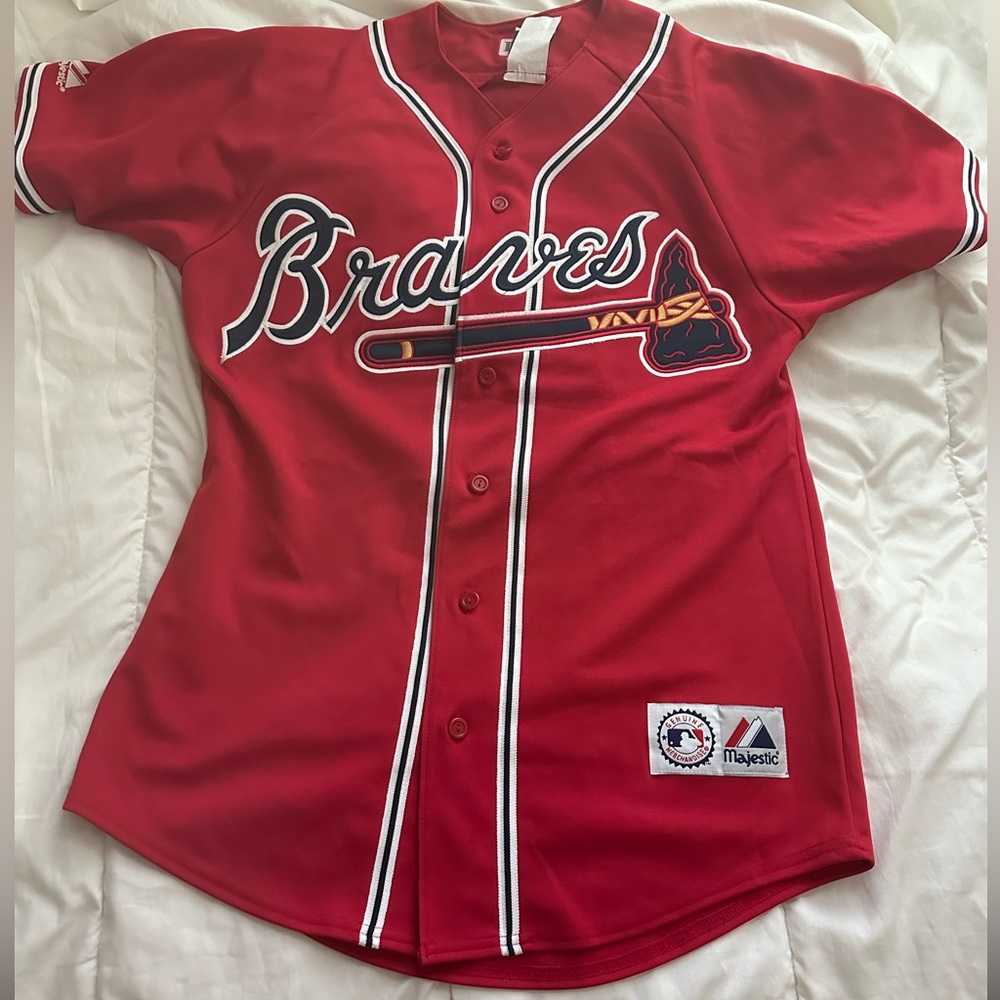 NEW Majestic Atlanta Braves Custom Jersey RED Men's MEDIUM  (BACK) ➡️ATLANTA 23